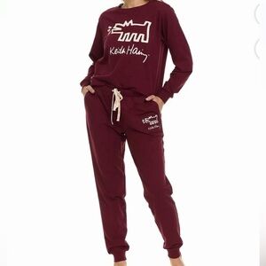 Keith Haring set Maroon Graphic Sweatshirt